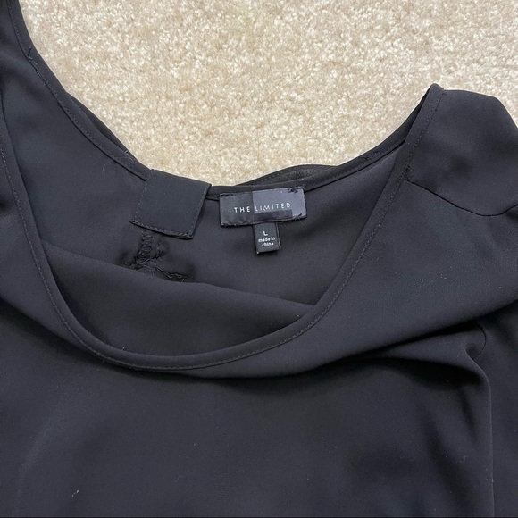 The Limited Black Blouse Womens Large Ruffle Bow Three Quarter Sleeve Scoop Neck - Picture 3 of 8